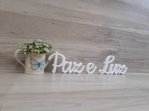 Paz e Luz - Palavras Decorativas de mesa em MDF