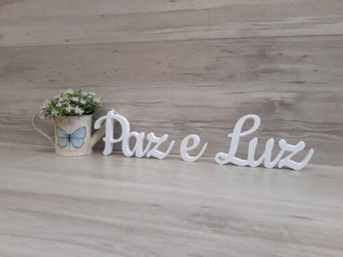 Paz e Luz - Palavras Decorativas de mesa em MDF