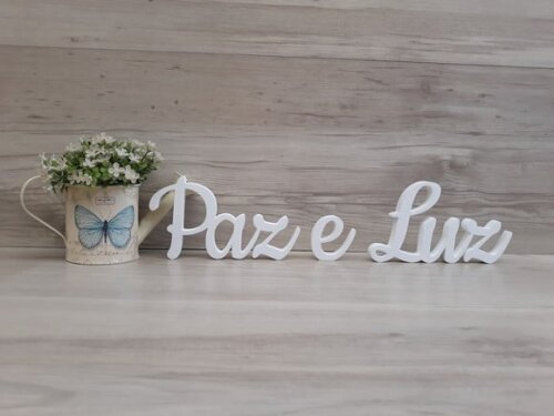 Paz e Luz - Palavras Decorativas de mesa em MDF