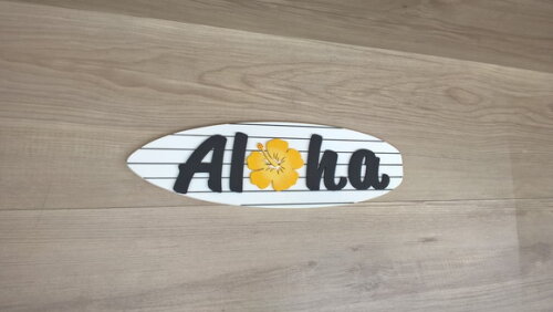 Placa de porta Aloha com Hibisco