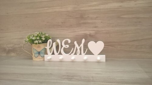 Porta Chaves Iniciais com coração (3 letras + coração)