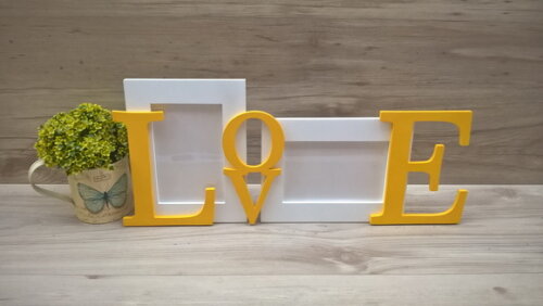 Porta Retrato Duplo LOVE Amarelo