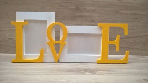 Porta Retrato Duplo LOVE Amarelo
