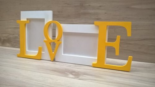 Porta Retrato Duplo LOVE Amarelo