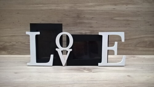 Porta Retrato Duplo LOVE Branco e Preto