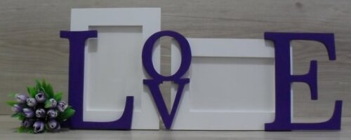 Porta Retrato Duplo LOVE Roxo