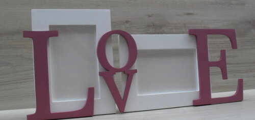 Porta Retrato Duplo LOVE Rosa antigo