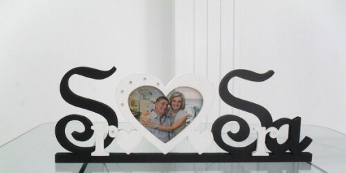 Porta Retrato Sr e Sra - letras em MDF
