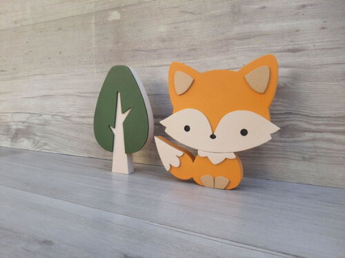 Raposa de Mesa + Árvore Escandinava Mod. Gota em mdf - 15 cm
