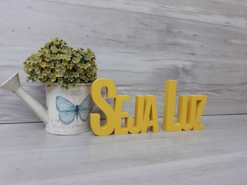 Seja Luz - Palavras Decorativas de mesa em MDF