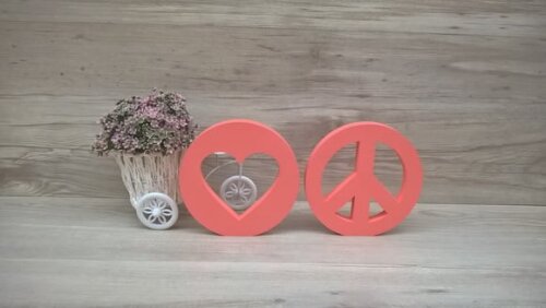 Simbolos Paz e Amor - 15 cm DUO