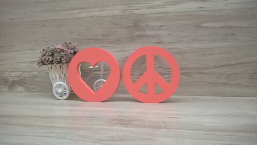 Simbolos Paz e Amor - 15 cm DUO