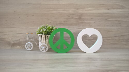 Simbolos Paz e Amor - 15 cm DUO