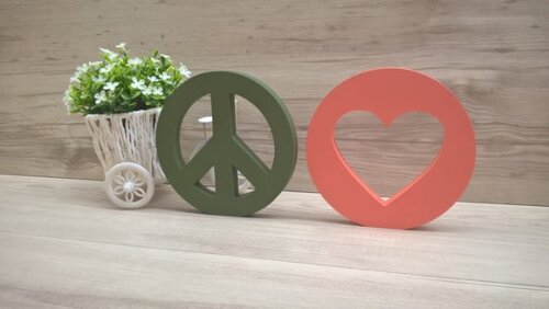 Simbolos Paz e Amor - 15 cm DUO