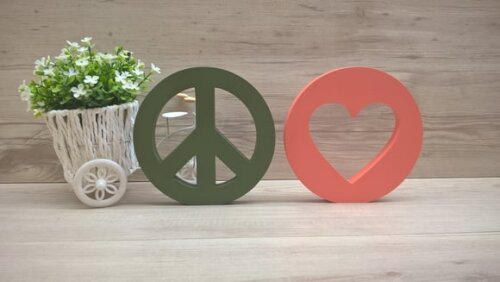 Simbolos Paz e Amor - 15 cm DUO