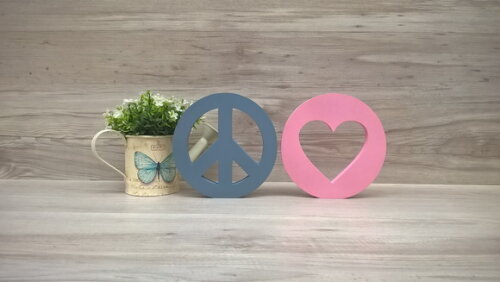 Símbolos Paz e Amor - 15 cm DUO