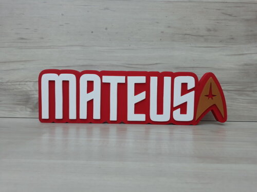 StarTrek - Nome Personalizado de Mesa em MDF - MATEUS 10 cm
