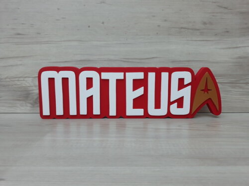 StarTrek - Nome Personalizado de Mesa em MDF - MATEUS 10 cm