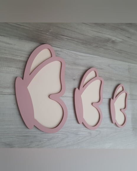 Trio Borboletas de Lado - para Parede - Feitas em mdf