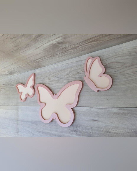 Trio Borboletas de Parede em mdf