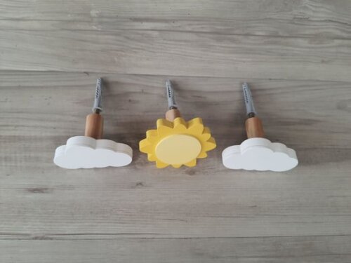 Trio Cabideiros/gancho Pendurador Infantil - Sol e Nuvens