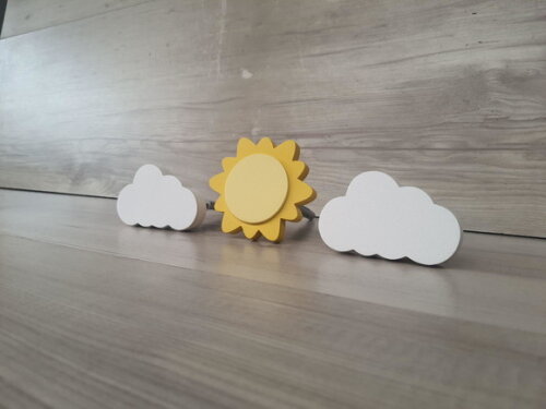 Trio Cabideiros/gancho Pendurador Infantil - Sol e Nuvens