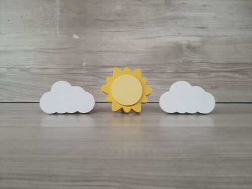 Trio Cabideiros/gancho Pendurador Infantil - Sol e Nuvens