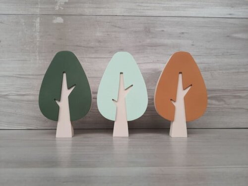 Trio de Árvores Escandinavas em mdf Mod. Gota - 15 cm