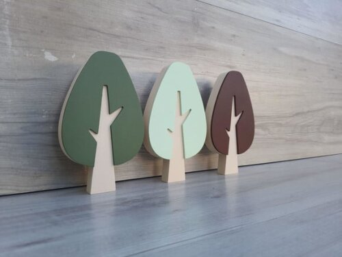 Trio de Árvores Escandinavas em mdf Mod. Gota - 15 cm