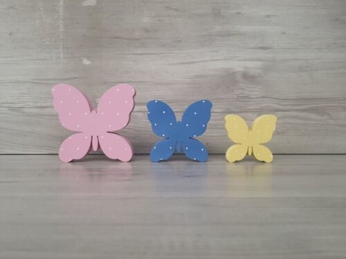 Trio de Borboletas de Mesa em mdf - 10, 8 e 6 cm