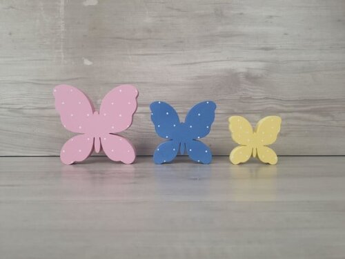 Trio de Borboletas de Mesa em mdf - 10, 8 e 6 cm