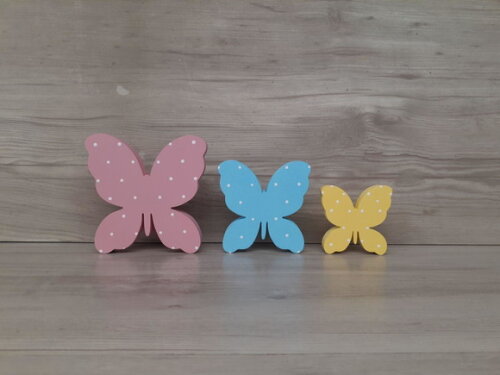 Trio De Borboletas De Mesa Em Mdf