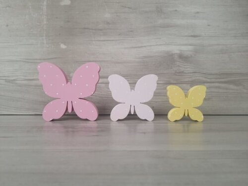 Trio de Borboletas de Mesa em mdf - 10, 8 e 6 cm