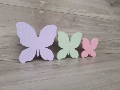 Trio de Borboletas de Mesa em mdf - 18, 15 e 12 cm