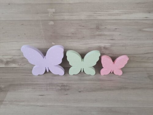 Trio de Borboletas de Mesa em mdf - 18, 15 e 12 cm