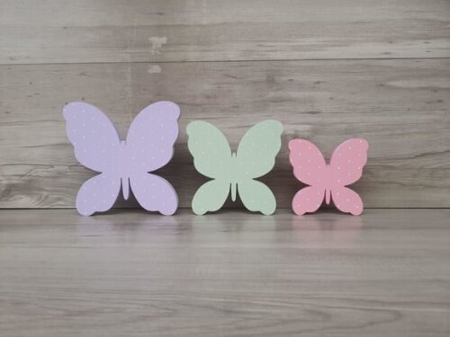 Trio de Borboletas de Mesa em mdf - 18, 15 e 12 cm