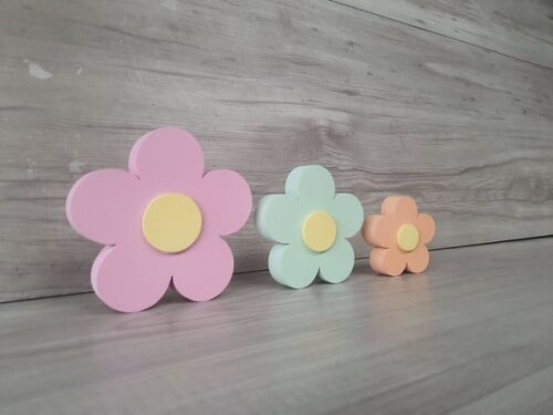 Trio de Flores de Mesa em mdf