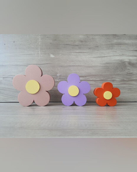 Trio de Flores de Mesa em mdf