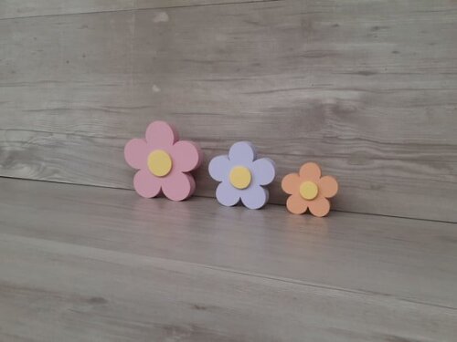 Trio de Flores de Mesa em mdf
