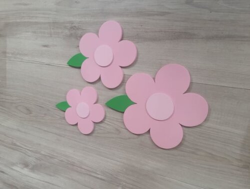 Trio de Flores de Parede em mdf - Jardim Encantado