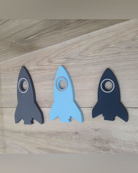 Trio de Foguetes de Parede em mdf