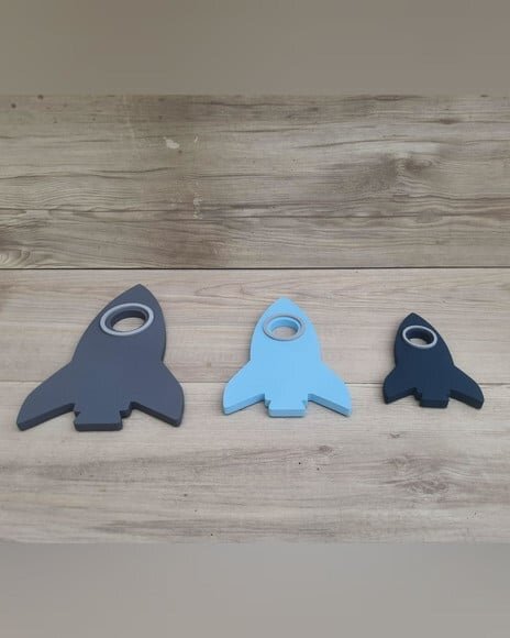 Trio de Foguetes de Parede em mdf