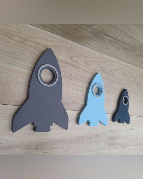 Trio de Foguetes de Parede em mdf