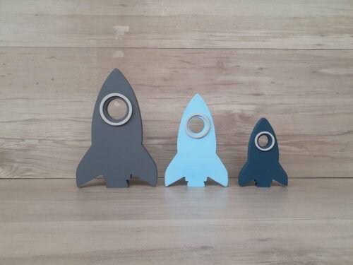 Trio de Foguetes de Mesa em mdf