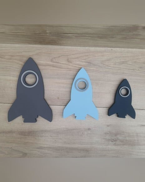 Trio de Foguetes de Parede em mdf