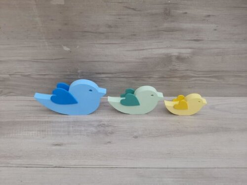 Trio de Passarinhos de Mesa em mdf