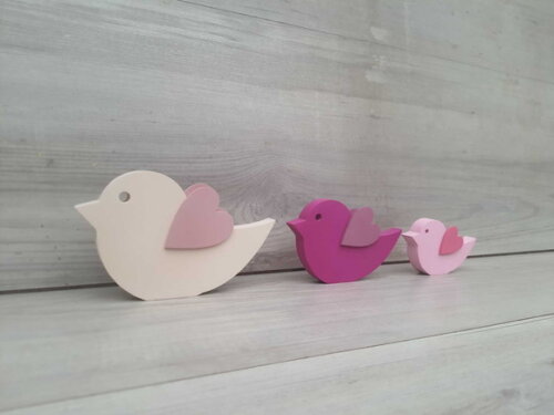 Trio de Passarinhos de Mesa em mdf