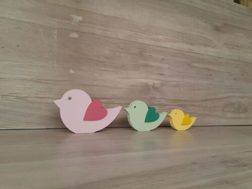 Trio de Passarinhos de Mesa em mdf