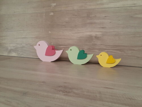 Trio de Passarinhos de Mesa em mdf