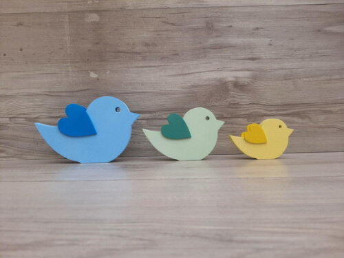 Trio de Passarinhos de Mesa em mdf